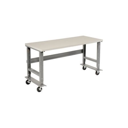 Global Equipment 60x30 Mobile Adjustable Height C-Channel Leg Workbench - ESD Square Edge 254960A